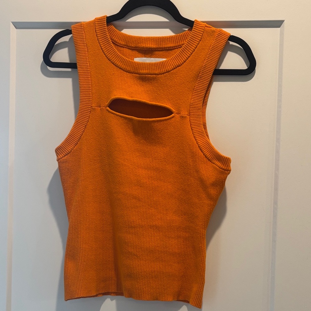pistola Orange Ribbed Cutout Tank